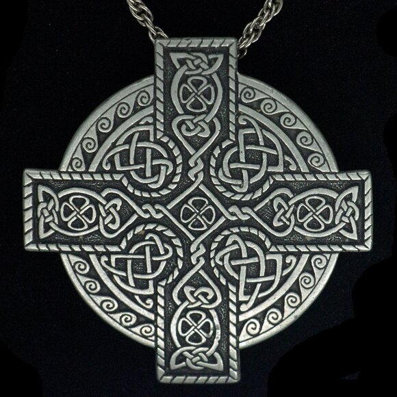 PEPI 2" PEWTER CELTIC KNOT CROSS NECKLACE - JNWE1 - Picture 1 of 5